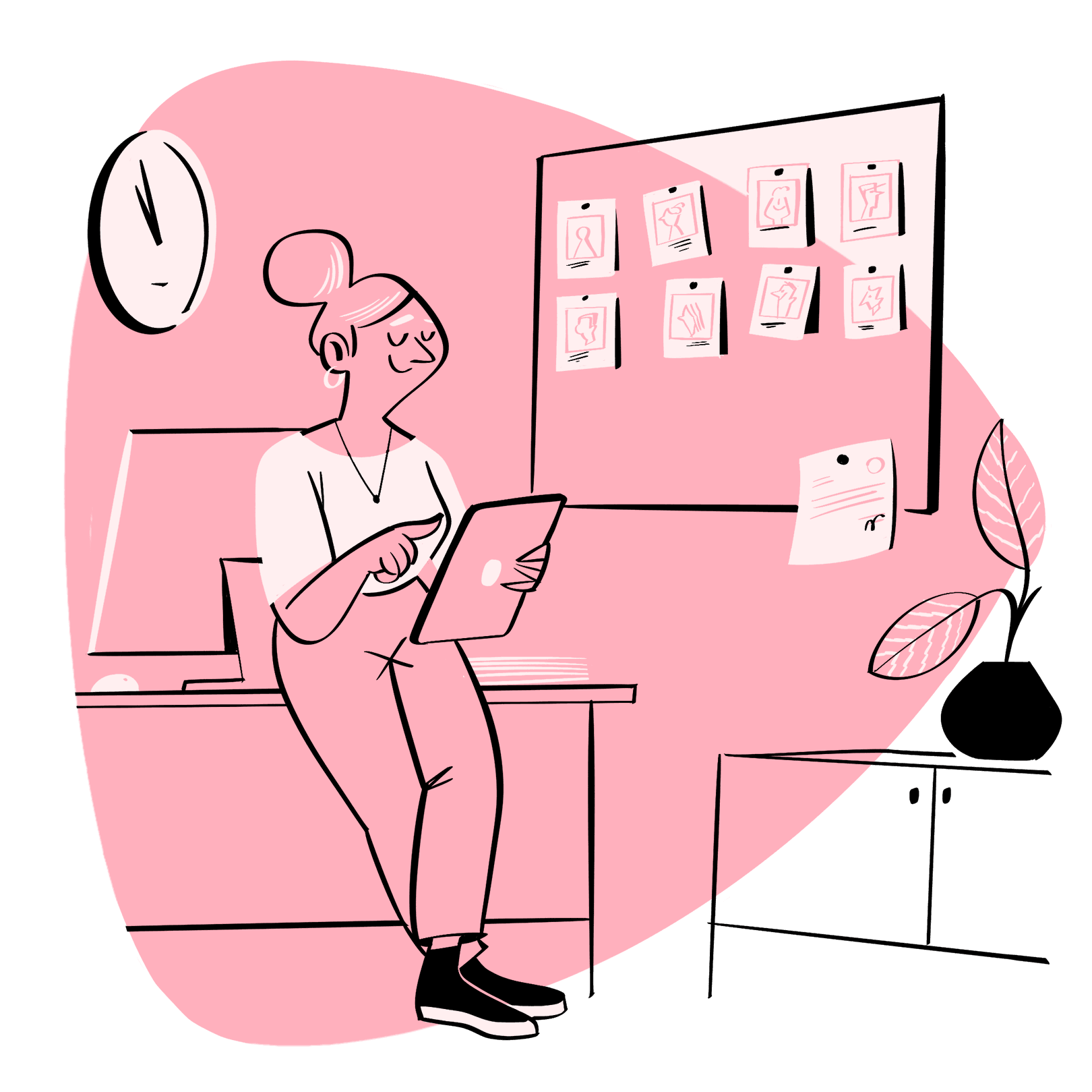 Illustrasjon av mann som holder mobile